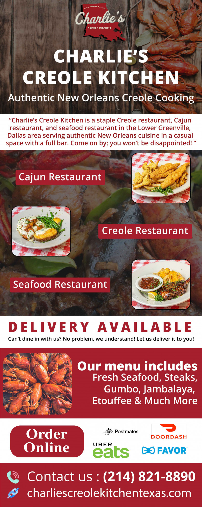 Seafood and Steak Dallas | Charlie's Creole Kitchen