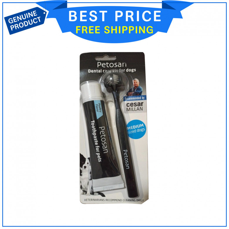 Petosan Toothpaste and Brush Kit 1 Piece Blue for Medium Dogs