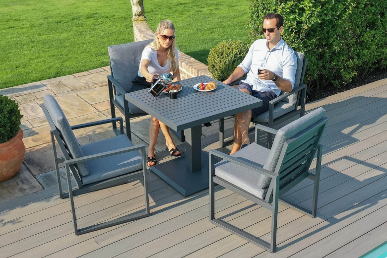 Maze Rattan Amalfi 4 Seat Square Garden Dining Set With Rising Table
