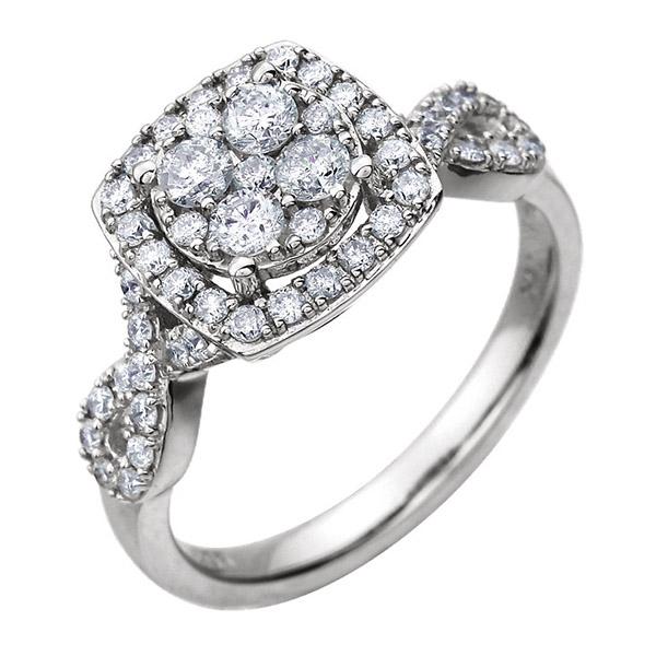 Halo Style Diamond Engagement Ring in 14k White Gold