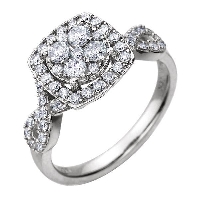 Halo Style Diamond Engagement Ring in 14k White Gold