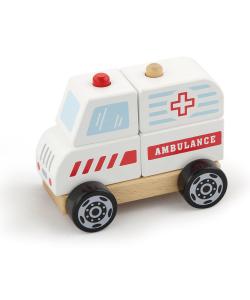 A beautiful Wooden Stacking Ambulance for kids