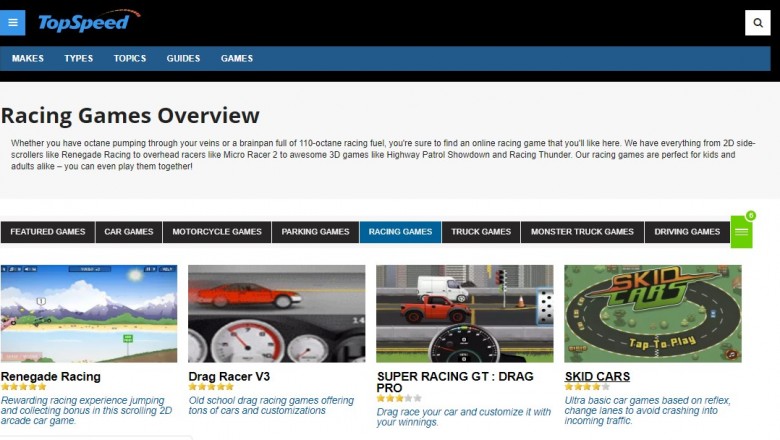 Are you interested in car games? Then take a look at racing games!