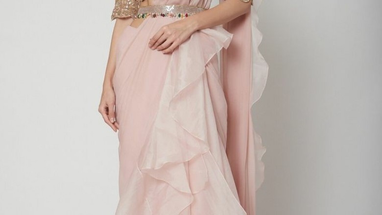 Designer Ruffle Saree Online | Designer Frill Saree | Ruffle Saree Online Shopping at Fresh Look Fashion