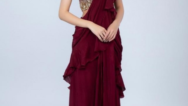 Buy Ruffle Saree Online | Designer Frill Saree | Designer Ruffle Saree Online Shopping at Fresh Look Fashion