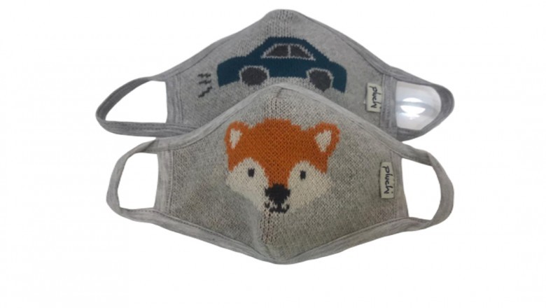 Buy cotton face mask for kids online in India | Kids Cotton knitted face mask | Pluchi