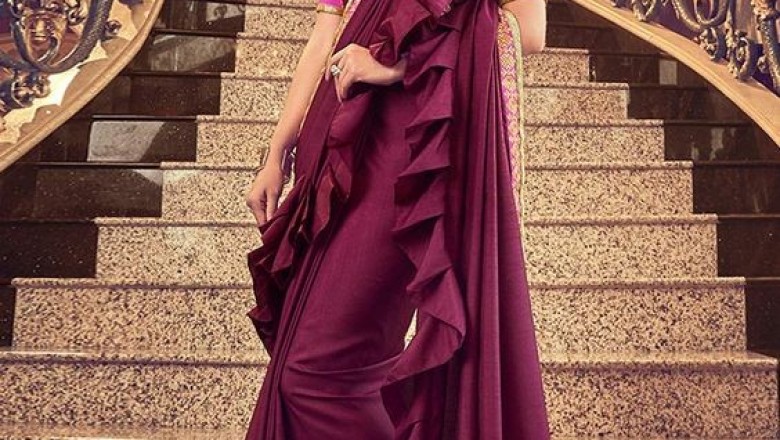 Stitched Ruffle Saree | Designer Frills Saree | Ruffle Saree Blouse | Frill Saree Online