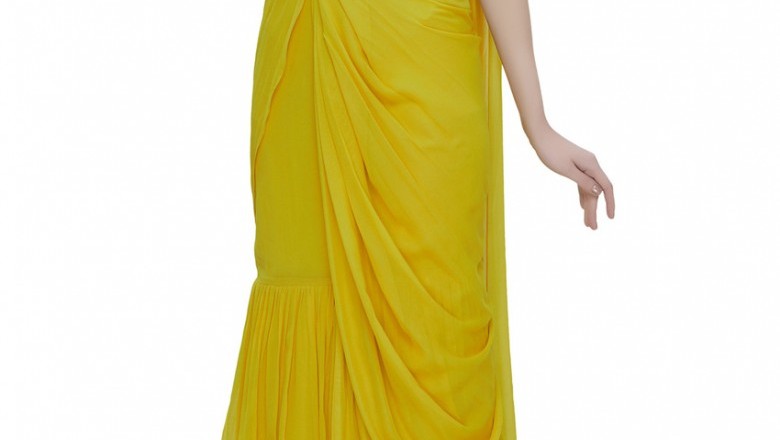Designer Ruffle Saree | Stitched Frills Saree | Ruffle Saree Blouse | Fringe Saree