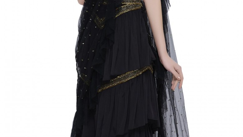 Designer Ruffle Saree | Stitched Frills Saree | Ruffle Saree Blouse | Frill Saree