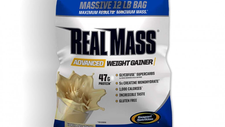 Gaspari Nutrition Real Mass Advanced Weight Gainer, Strawberry Milkshake, 12 Pound