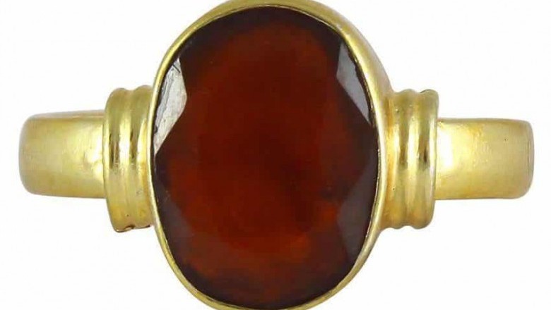 Natural Hessonite Garnet (Gomed) Gemstone Adjustable Ring