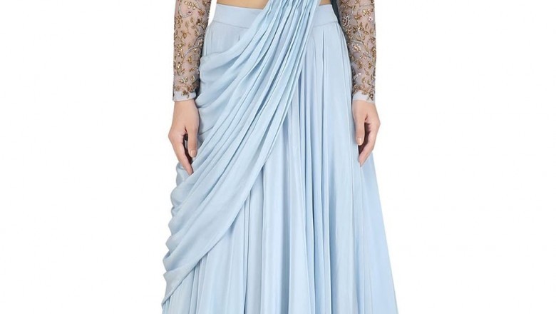 Buy Saree Gown Online | Ready To Wear Saree | Pre Draped Saree | Stitched Saree