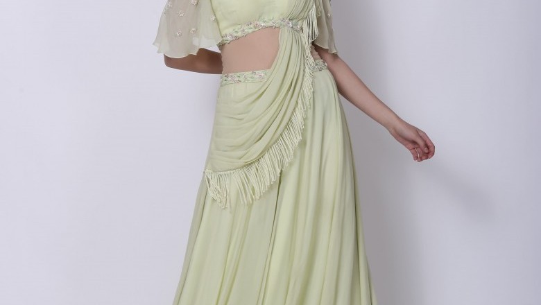 Pleated Drape Saree And Concept Ready To Wear Saree Designer Outfit at Reasonable Price