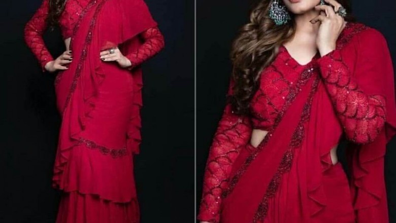Ruffle Saree Blouse | Stitched Ruffle Saree | Pre Draped Ruffle Saree | Ready To Wear Ruffle Saree | Ready Pleated Ruffle Saree