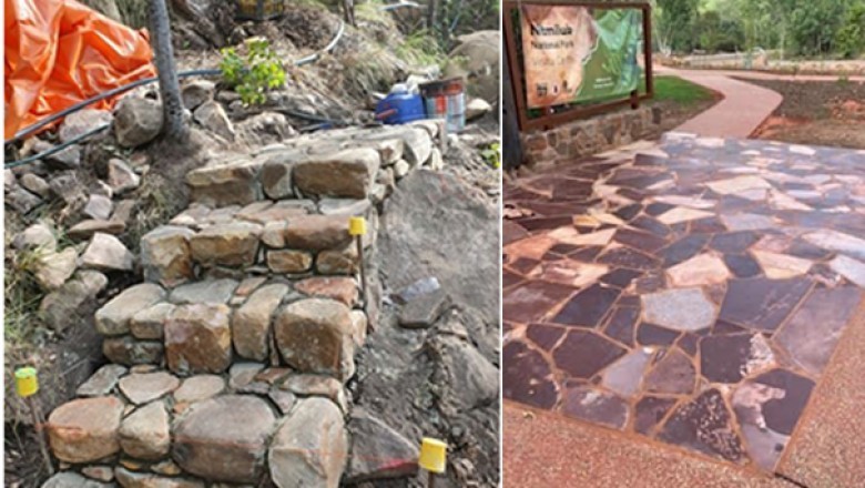 Boulder wall -Australian porphyry stone - Rock solid walls - Stone supplier - Stonemason - Retaining wall