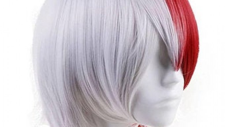 Anime Wig White Black Synthetic Hair