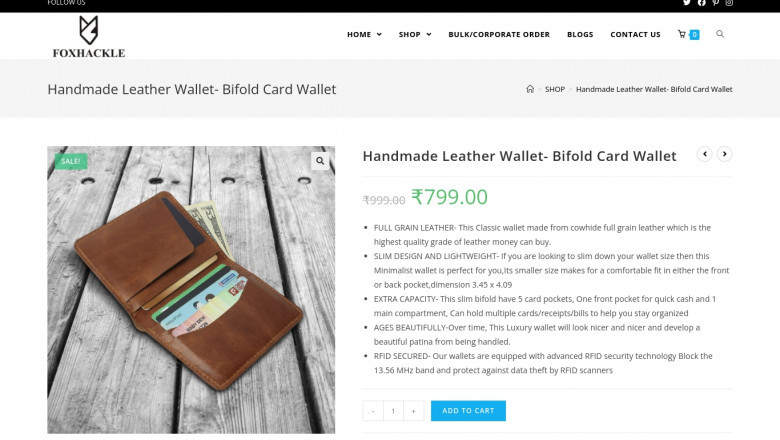 Handmade leather wallet by Foxhackle
