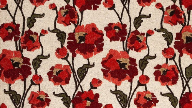 Hand-Tufted Floral Milano Fiore White/Red Area Rug Carpet