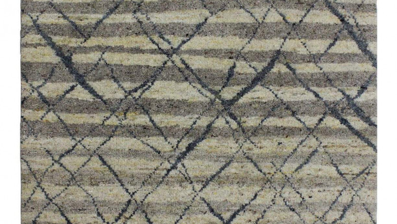 Luxury Moroc Atlas Traditional Geometric Knotted Natural/Grey Area Rug Carpet
