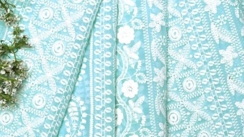 Blue Embroidered Fabrics
