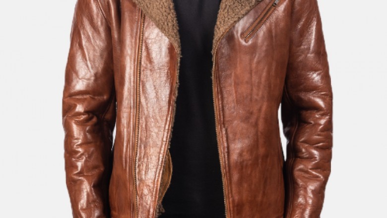 Alberto Shearling Brown Leather Jacket