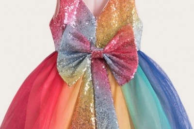 Girls Shining Star Sequin Rainbow Dress