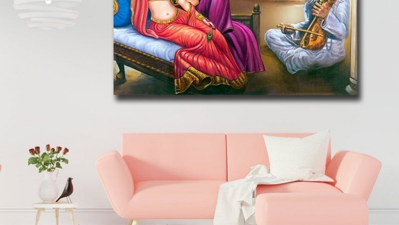 Vaastu Symbols Prosperity GaneshVillage Women Listening to Music Canvas Print, Canvas Wall Art, Home Wall Decor, Printmyspace a Print, Canvas Wall Art, Home decor, Printmyspace