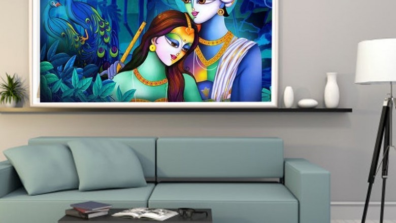 Blue Radha Krishna Canvas Wall Art, ISKCON Large Canvas Wall Art, Canvas Print, Printmyspace