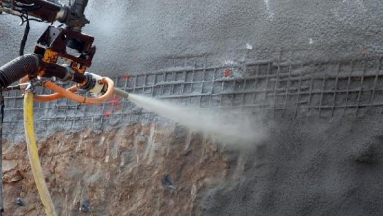 The dry process uses shotcrete accelerators to enhance early strength and reduce dust