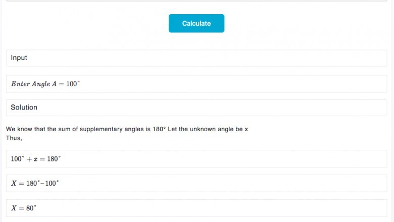 Supplementary Angles Calculator - Taskvio