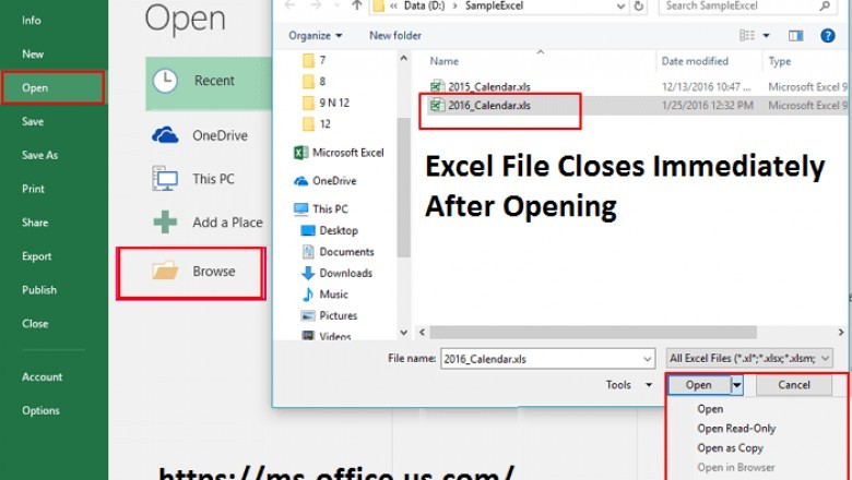Excel File Closes Immediately After Opening