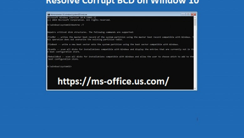 Method To Resolve Corrupt BCD on Window 10: