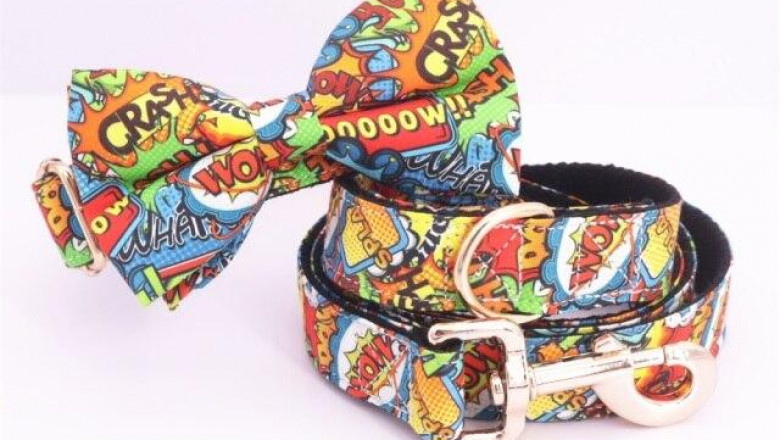 Free Engraving | Crash Dog Collar Bow Tie with Metal Buckle Big | Personalized Dog ID Collar Leash Set