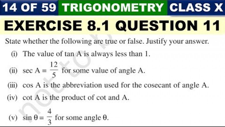 NCERT Solutions for Exercise 8.1 Introduction to Trigonometry Class 10 Maths