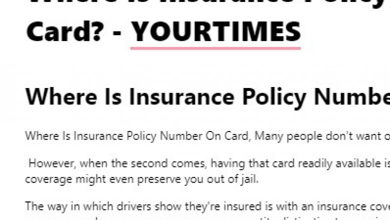 Where Is Insurance Policy Number On Card? – YOURTIMES