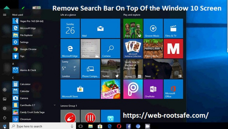 How To Remove Search Bar On Top Of the Window 10 Screen?
