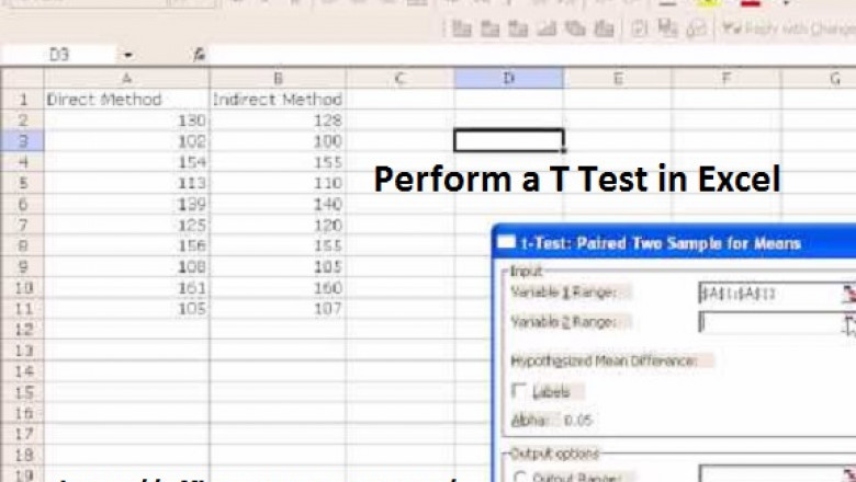 Method To Perform a T Test in Excel: