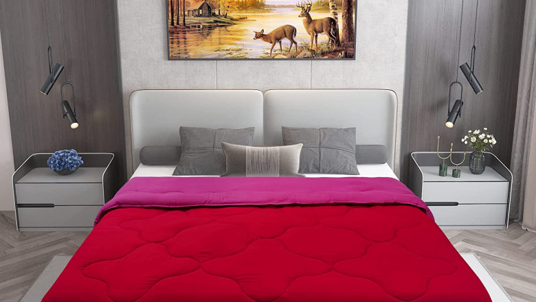 Dream Care Microfiber Reversible AC Comforter / Blanket, Double Bed (Rani Pink, Maroon)