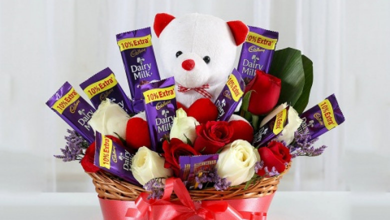 Flowers & Teddy Bear Combo - Flowers