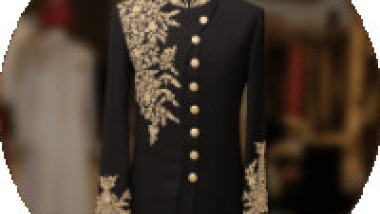 Modern Black Wedding Sherwani Fully Gold EMBROIDERED