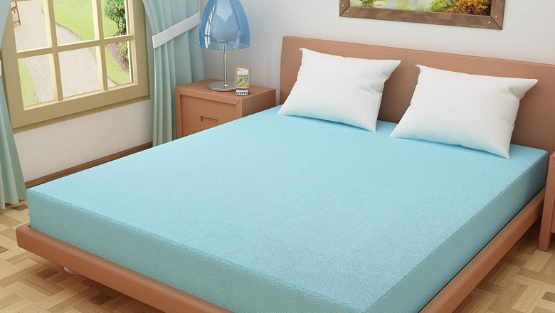 DREAM CARE Waterproof King Size Sky Blue Mattress Protector