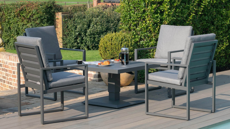 Maze Rattan Amalfi 4 Seat Square Garden Dining Set With Rising Table