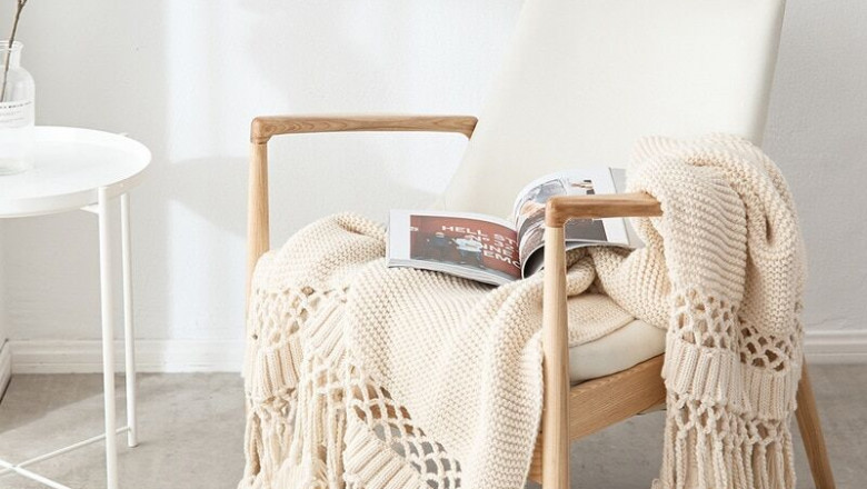 Hand-knitted Blankets for Beds, Sofa for Tassel Weighted Air Conditioning