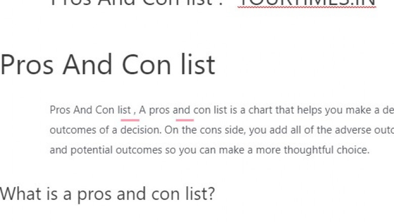 Pros And Con list