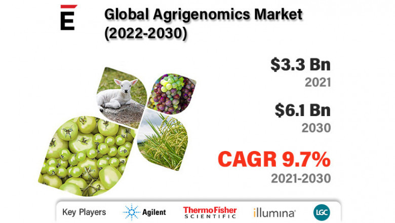 Global Agrigenomics Market is projected to grow USD 6.1 billion by 2030 at a CAGR of 9.7%