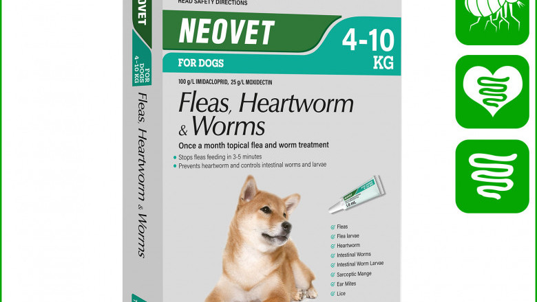 Neovet for Dogs 4 to 10 Kg AQUA Flea Heartworm Worm Treatment