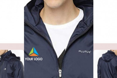 Buy Customised Plutus Men's Navy Blue Hooded Raincoat