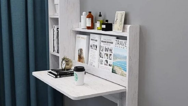 Study Table Design, Study Table With Bookshelf Design, Modern Study Table Designs