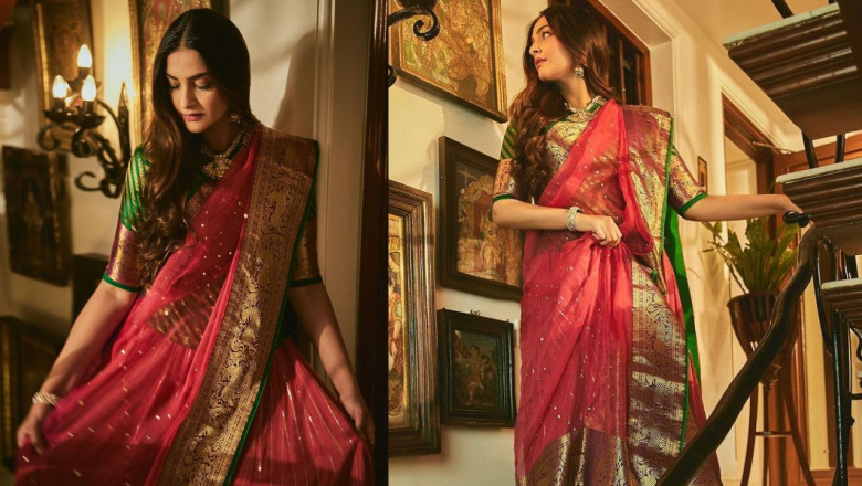 Sonam Kapoor’s ethnic look in a red ghagra-choli for Karwa Chauth!