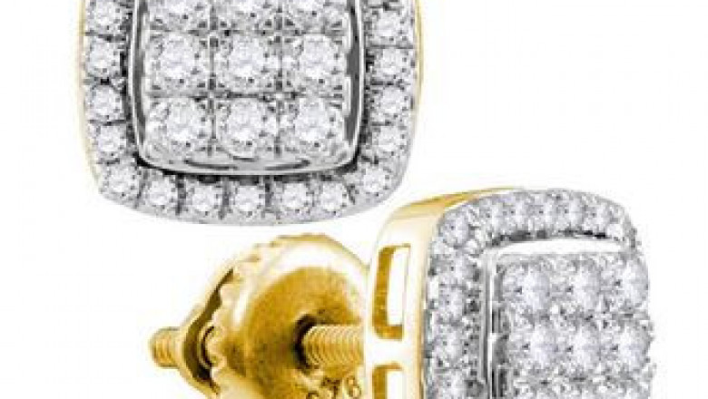 Buy gold square earrings 1 cttw